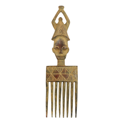 Wood wall art, 'African Comb' - Hand Crafted Wood Wall Art African Comb from Ghana