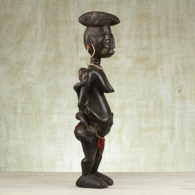 Wood sculpture, 'Yoodi' - Hand Carved Wooden African Fertility Sculpture from Ghana