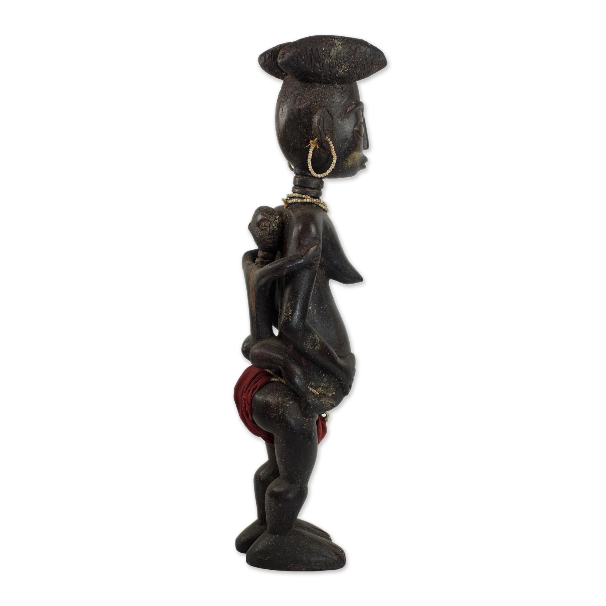 Hand Carved Wooden African Fertility Sculpture from Ghana Yoodi NOVICA