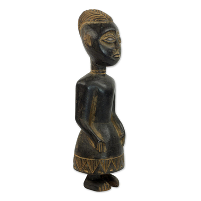 Wood sculpture, 'Ashanti Poise' - Handcrafted Sese Wood Ashanti Sculpture from Ghana