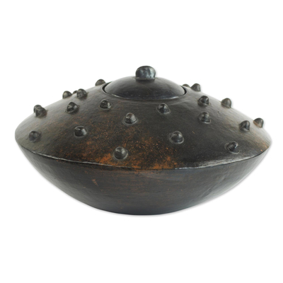 Artistic Wood-Fired Decorative Ceramic Vessel from Ghana