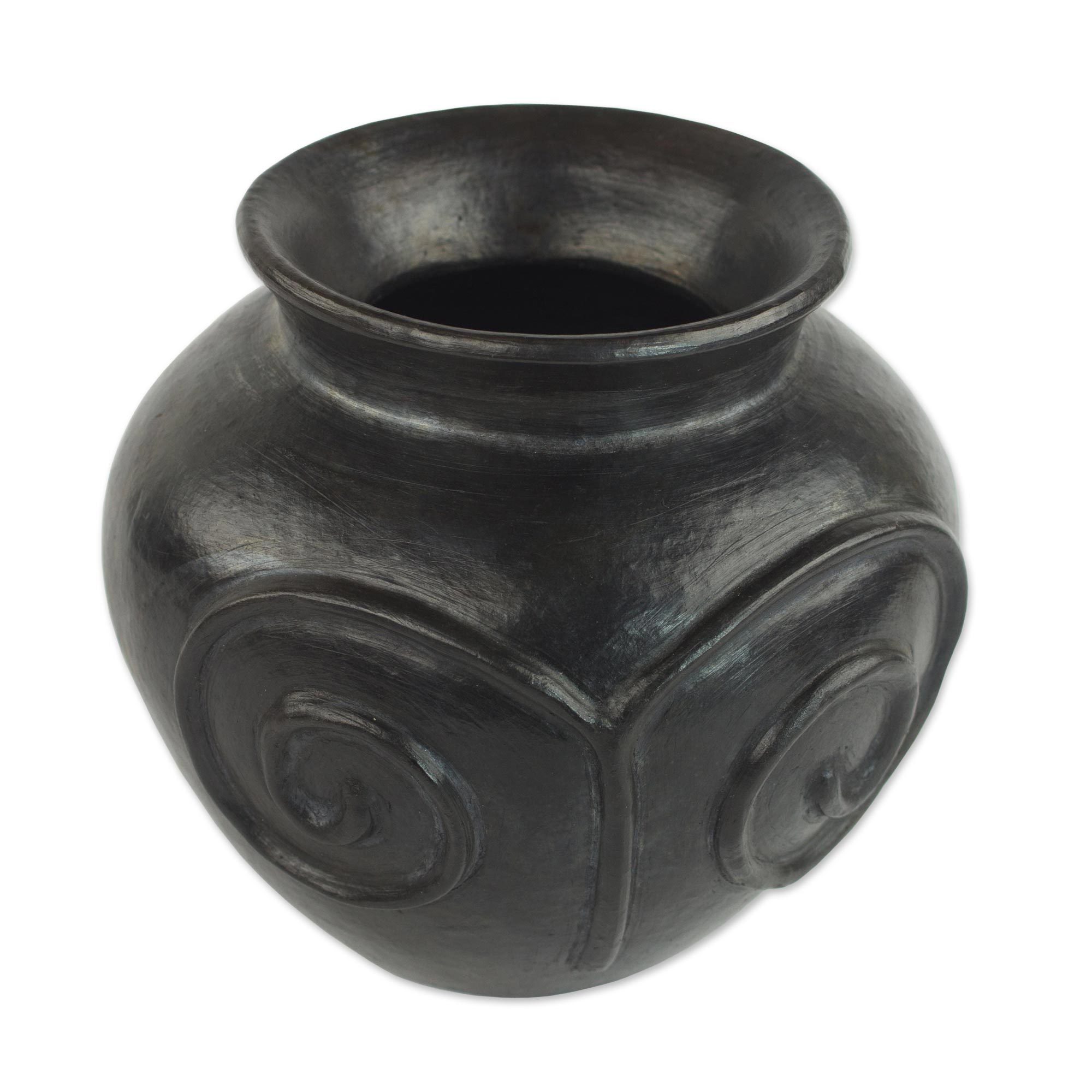 WoodFired Decorative Ceramic Vase in Black from Ghana African