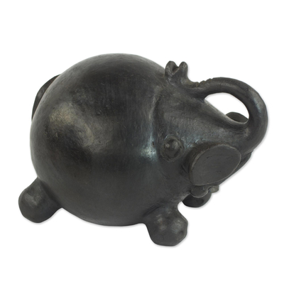 Wood-Fired Handcrafted Ceramic Elephant Sculpture from Ghana