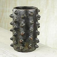 Ceramic decorative vase, 'Pointed Cylinder'