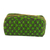 Cotton cosmetic bag, 'Vibrant Kiwi' - Cotton Cosmetic Bag in Kiwi and Mahogany from Ghana