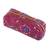 Cotton cosmetic case, 'Iris Stars' - Cotton Cosmetic Case in Ruby and Iris from Ghana