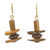 Wood and coconut shell dangle earrings, 'Prosperous Sika' - Ghanaian Handcrafted Sese Wood and Coconut Shell Earrings