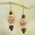 Wood and ceramic dangle earrings, 'Sweet Beads' - Sese Wood and Ceramic Dangle Earrings from Ghana thumbail