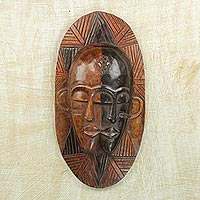 African wood mask, 'Gursi Couple' - Handcrafted African Wood Gursi Mask from Ghana