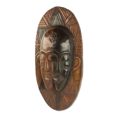 Afrikanische Holzmaske - Handgefertigte Gursi-Maske aus afrikanischem Holz aus Ghana