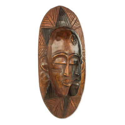 African wood mask, 'Gursi Couple' - Handcrafted African Wood Gursi Mask from Ghana