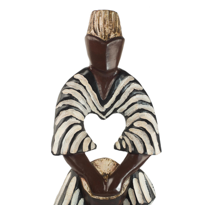 Escultura de madera - Escultura de madera de Sese de baterista de Ghana