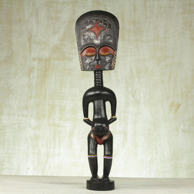 Escultura de madera - Escultura de madera de Sese hecha a mano de Ghana