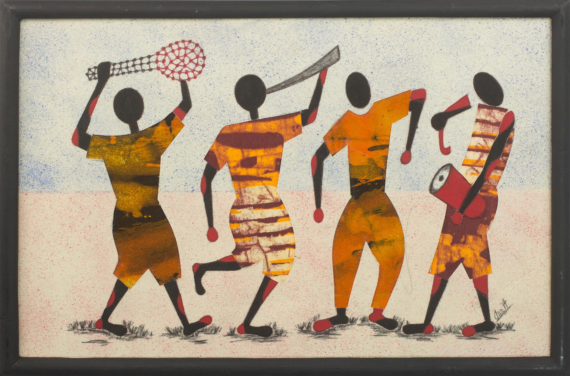 Signed Batik Painting of African Musicians from Ghana - Festival ...
