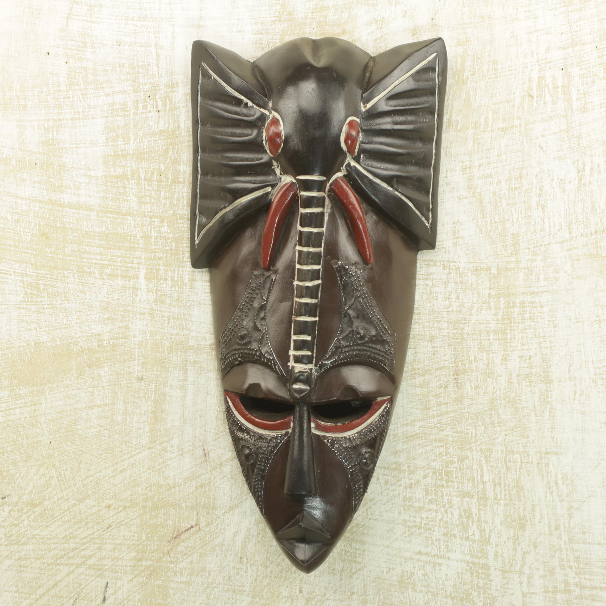 Sese Wood And Aluminum African Elephant Mask From Ghana Elephant Mind   P292096 2 