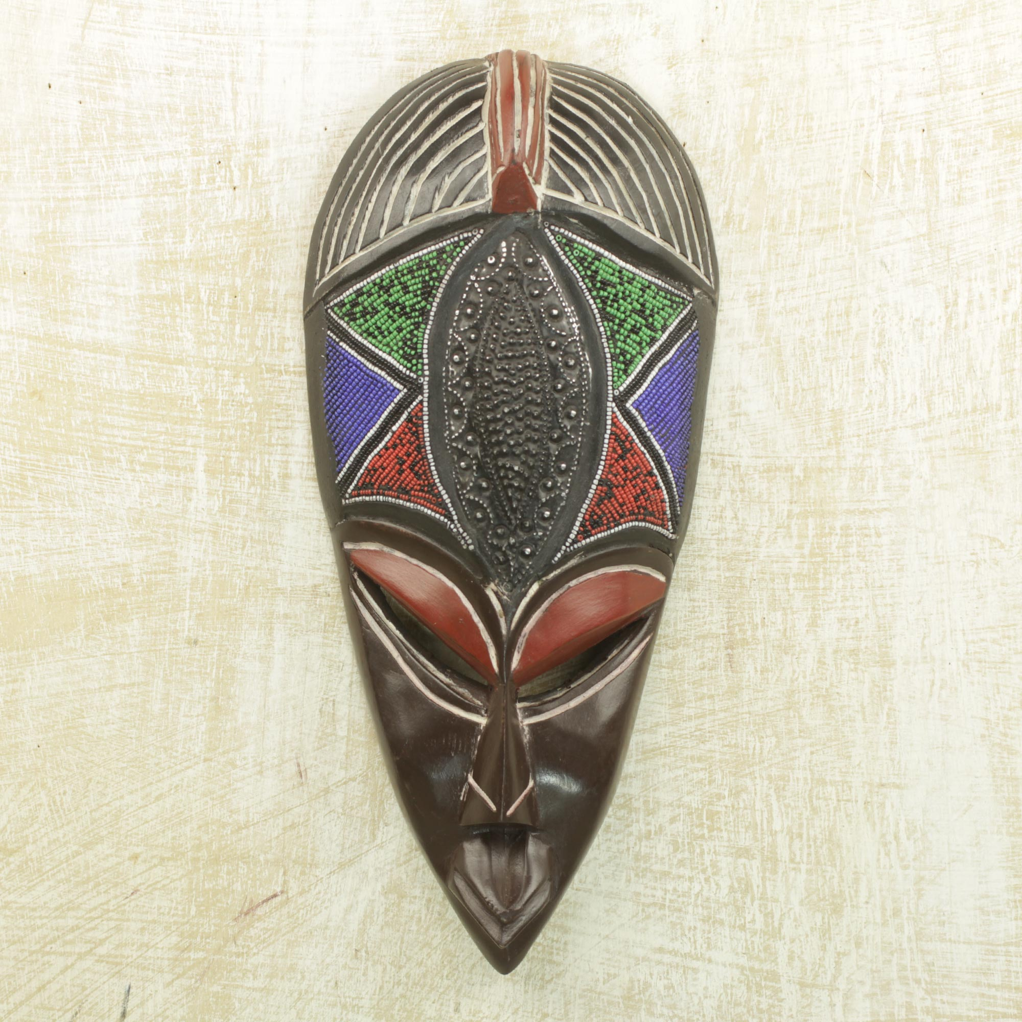 Sese Wood And Recycled Glass Bead African Mask From Ghana Keep Your Promise Novica 5485