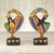 Wood sculptures, 'Colorful Sankofa' (pair) - Two Wood and Recycled Glass Adinkra Sankofa Bird Sculptures thumbail