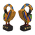 Wood sculptures, 'Colorful Sankofa' (pair) - Two Wood and Recycled Glass Adinkra Sankofa Bird Sculptures (image 2b) thumbail