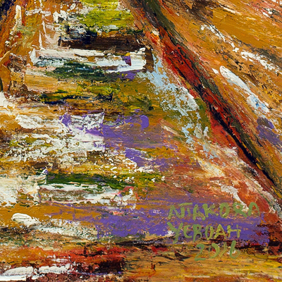 'Bright Path' - Original Expressionist Painting of a Small Town in Ghana