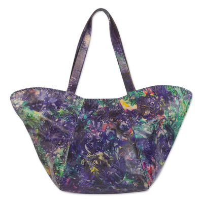 Handcrafted Tie-Dyed Leather Shoulder Bag from Ghana