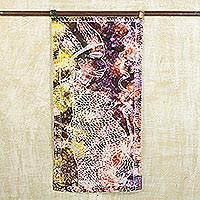 Colorful Cultural Batik Cotton Wall Hanging from Ghana,'Mother's Great Expectation'