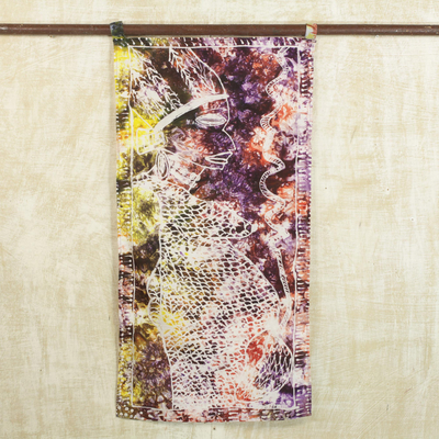 Wandbehang aus Batik-Baumwolle - Bunter kultureller Wandbehang aus Batik-Baumwolle aus Ghana