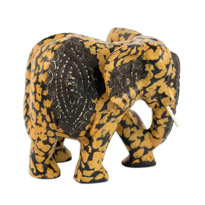 Handcrafted Wood and Aluminum Elephant Statuette from Ghana