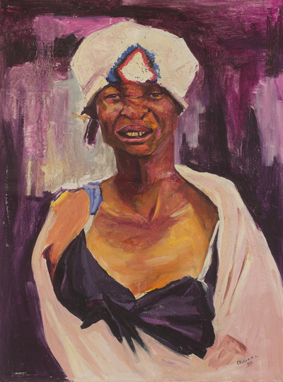 „Opfer einer Mutter“ (2016) – Signiertes realistisches Gemälde einer afrikanischen Frau aus Ghana