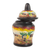 Wood decorative jar, 'Dear Village' - Hand-Painted Village Scene Wood Decorative Jar from Ghana (image 2c) thumbail