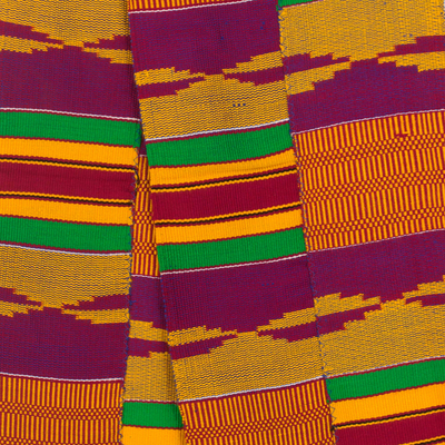 Cotton blend kente cloth scarf, 'Fathia Beauty' (9 inch width) - Handwoven Cotton Blend Kente Cloth Scarf (9 Inch Width)
