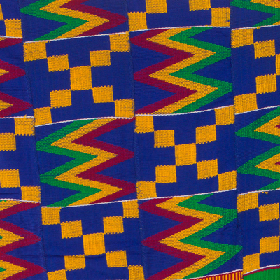 Kente-Tuch-Schal aus Baumwollmischung, 'Fathia Beauty' (17 Zoll Breite) - Handgewebtes Kente-Tuch aus Baumwollmischung (17 Zoll Breite)