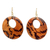 Wood dangle earrings, 'Anaconda' - Sese Wood Snakeskin Motif Dangle Earrings from Ghana thumbail