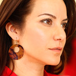 Wood dangle earrings, 'Anaconda' - Sese Wood Snakeskin Motif Dangle Earrings from Ghana