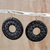 Wood dangle earrings, 'Beautiful Rings' - Handcrafted Round Sese Wood Dangle Earrings from Ghana thumbail