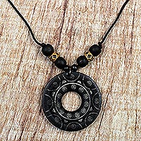 Wood pendant necklace, 'Beautiful Ring'