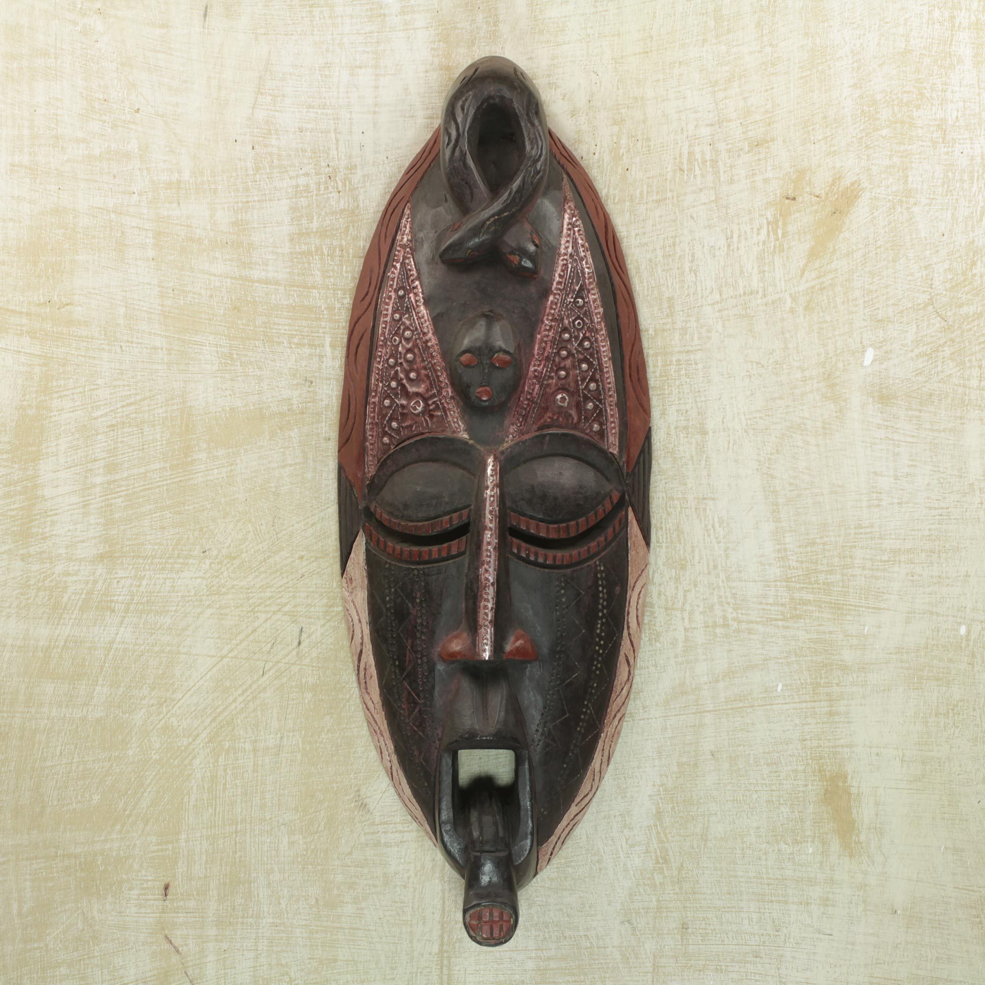 African Wood Mask Owo Snake