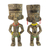 Wood statuettes, 'Fertility Couple' (pair) - Pair of Wood and Recycled Glass Statuettes from Ghana thumbail
