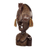 African wood mask, 'Lucky Woman' - Handcrafted Ghanaian Sese Wood and Aluminum Mask Sculpture