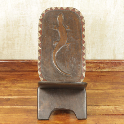 Decorative wood accent, 'Senufo Lizard' - Lizard-Themed Sese Wood Home Accent from Ghana
