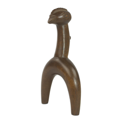 Wood decorative slingshot, 'Senufo Warrior' - Sese Wood Decorative Bird Slingshot from Ghana