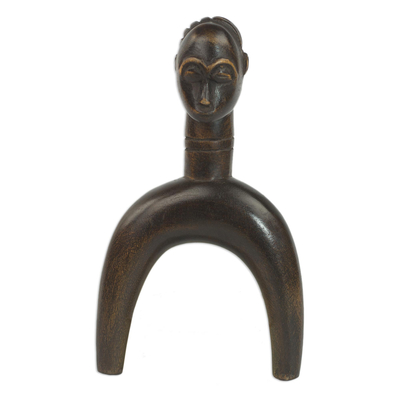 Wood decorative slingshot, 'Guro Man' - Sese Wood Cultural Decorative Slingshot from Ghana