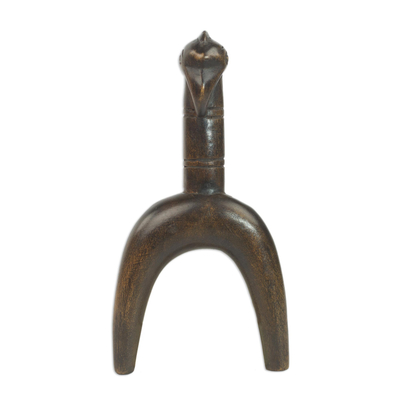 Wood decorative slingshot, 'Senufo Fighter' - Sese Wood Cultural Decorative Slingshot from Ghana