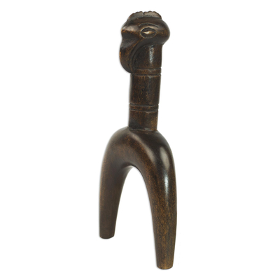 Wood decorative slingshot, 'Senufo Fighter' - Sese Wood Cultural Decorative Slingshot from Ghana