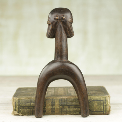 Wood decorative slingshot, 'Bird Warrior' - Sese Wood Bird-Themed Decorative Slingshot from Ghana