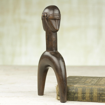 Wood decorative slingshot, 'Bird Warrior' - Sese Wood Bird-Themed Decorative Slingshot from Ghana