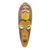 Máscara de madera africana - Máscara de guerrero Akoni amarillo de madera de caucho tallada a mano de Ghana