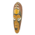 Máscara de madera africana - Máscara de guerrero Akoni amarillo de madera de caucho tallada a mano de Ghana
