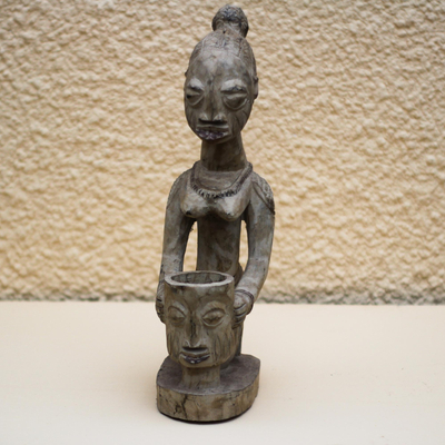 Wood statuette, 'Olumeye' - Handcarved Yoruba Olumeye Sese Wood Statuette from Ghana