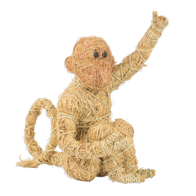 Handcrafted Natural Fiber Monkey Sculpture from Ghana
