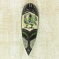 African wood mask, 'Green Sankofa'